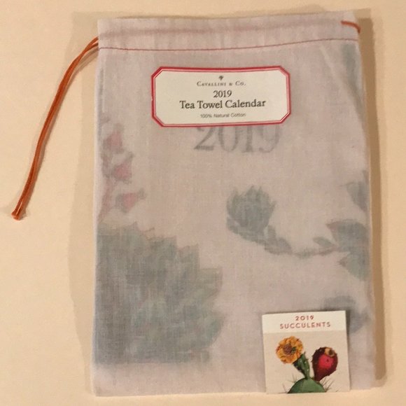 2019 calendar tea towel with cactus NWT - Picture 2 of 16